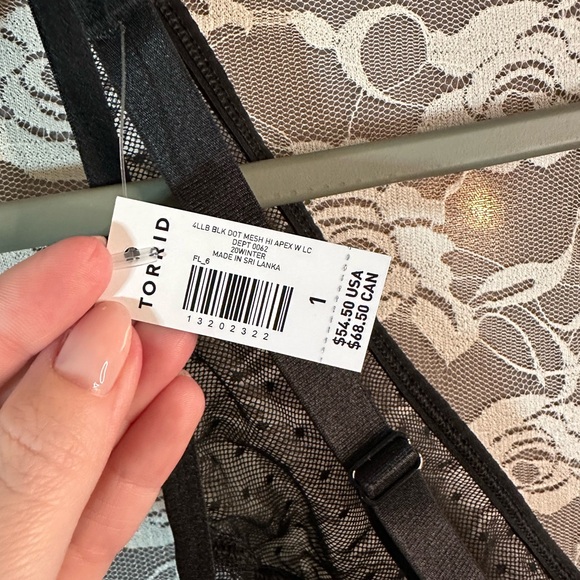 NWT Torrid Black Swiss Dot Mesh & Lace Unlined Bralette - Picture 9 of 11